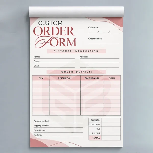 Custom Order Forms with logo